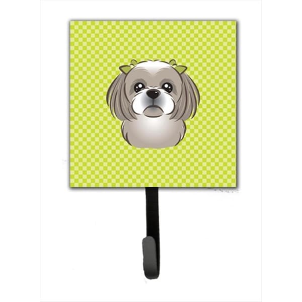 Carolines Treasures Checkerboard Lime Green Gray Silver Shih Tzu Leash or Key Holder- 4.25 W x 7 H In. BB1312SH4 - main